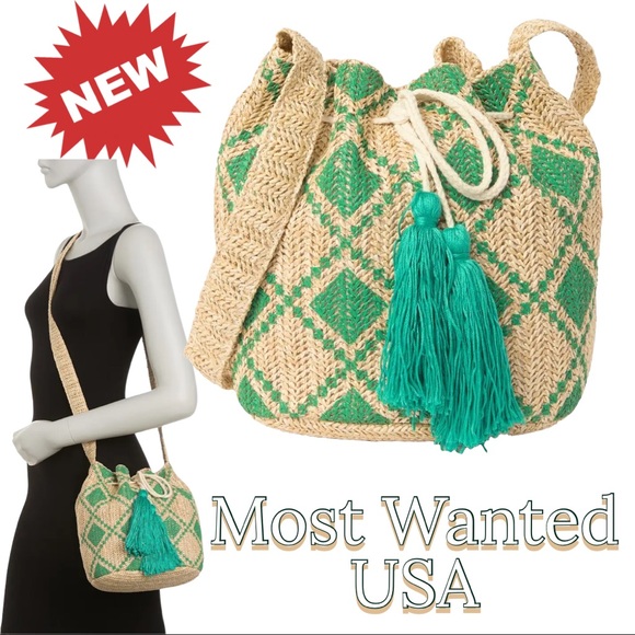 Most Wanted Usa Handbags - 🆕 MOST WANTED USA Straw Drawstring Crossbody bag 719